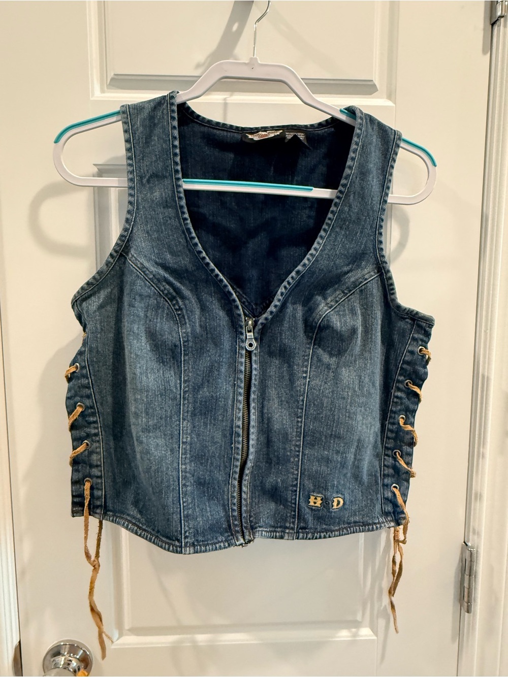 Harley-Davidson Dark Blue Denim Jacket with Embroidered Logo